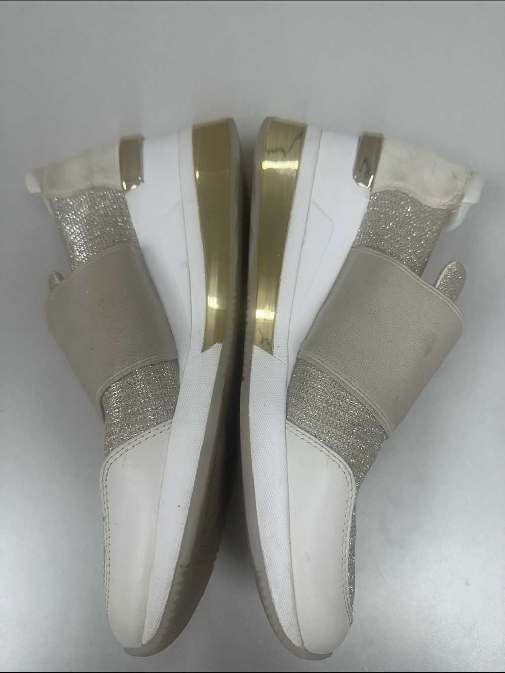 MICHAEL KORS Women’s Size 10 Felix wedge champagne gold slip on fashion sneakers - Picture 6 of 9